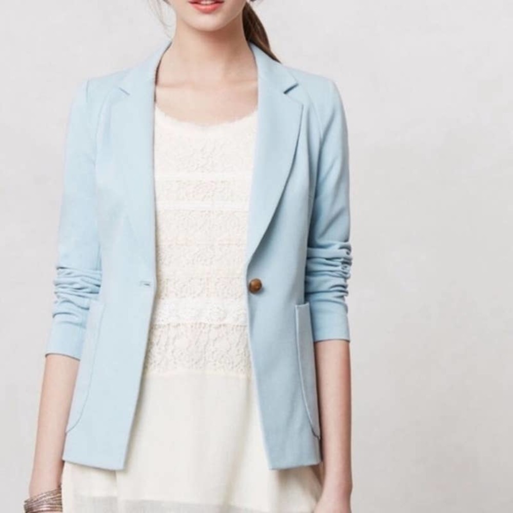 CARTONNIER by Anthropologie Light Blue Blazer Style Jacket